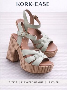 Kork-Ease Knotted Platform Block Heel Sandals Size 9 and 10 Available